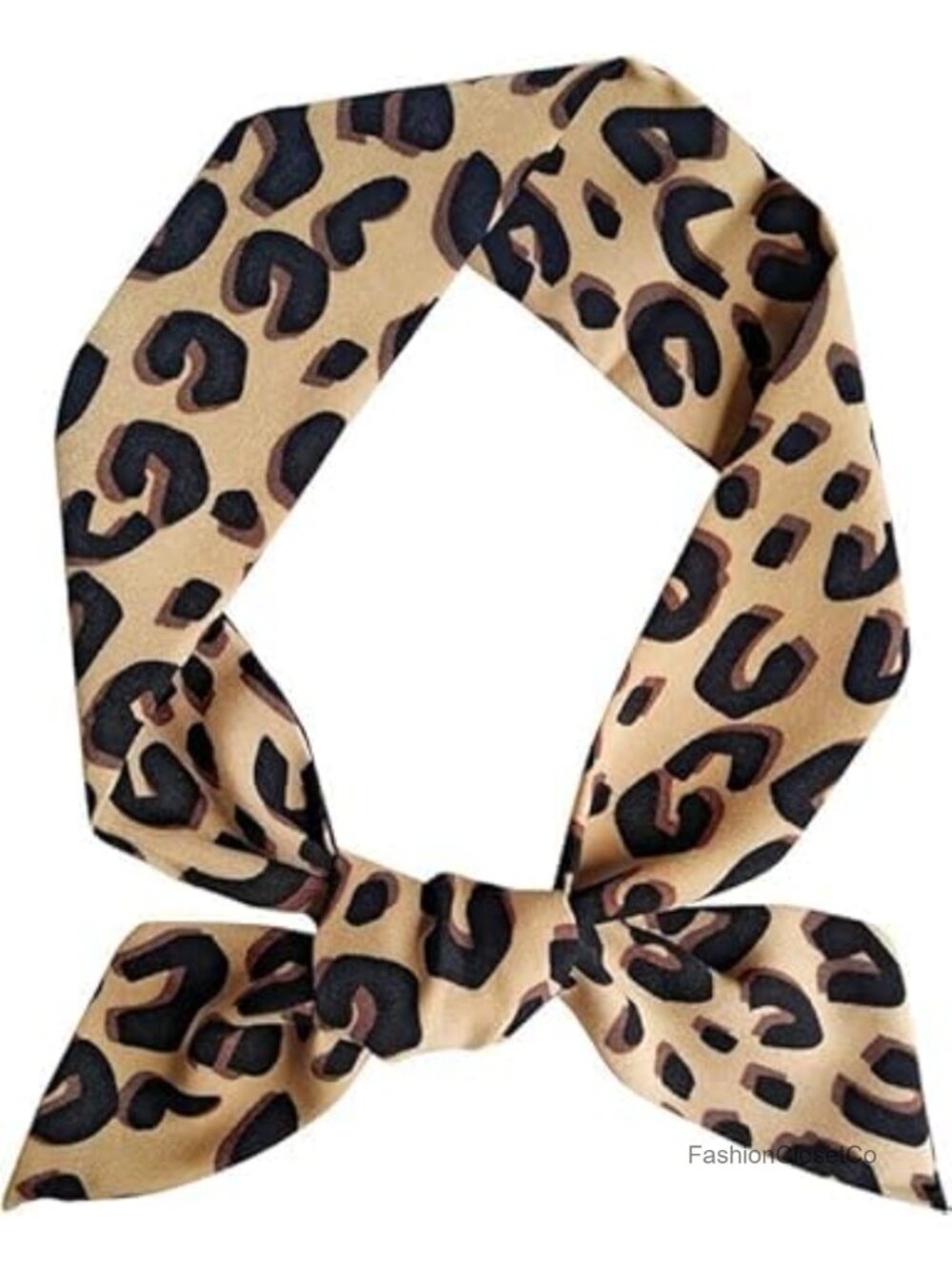 Silk Feel Skinny Scarf Neck Tie Hairband Leopard Wrap Accessory Women